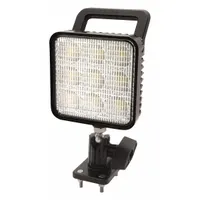 ECCO EW2451 is a black, surface-mount LED floodlight with a pedestal design and pigtail electrical connection for permanent installation. It provides wide-area illumination for service trucks, utility vehicles, and construction equipment in low-light work environments