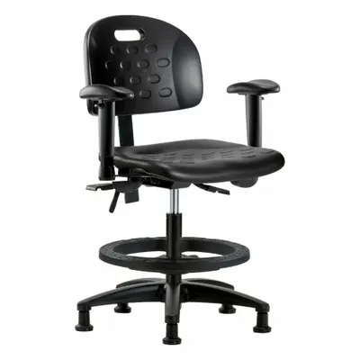 OEM Ergonomic Chair: Polyurethane, Arms Included, Ht Range 19 3/4 in to 27 1/2 in - Polyurethane Lab Chairs