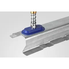 Flat oval vacuum pad assembly with 3/8 in NPT connection, 40 mm x 80 mm pad diameter. NBR material in blue, 45 A durometer. SAOF type. Used for handling sheet metal, glass, or plastic components in automotive assembly and painting applications.