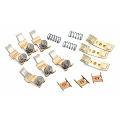 Set of three movable contacts for NEMA Size 6 contactors. Compatible with SQUARE D 8536SH Series starters. Used to replace worn contacts in industrial motor control applications.