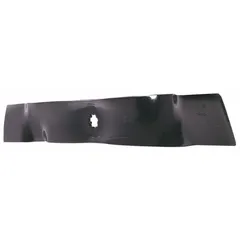 This OREGON lawn mower blade features a 7-point star center hole diameter, a width of 2 1/2 inches, and a length of 21 7/16 inches. It is designed for cutting grass on compatible mowing equipment, typically used in medium to large residential or commercial mowers that accept a 7-point star mounting pattern.