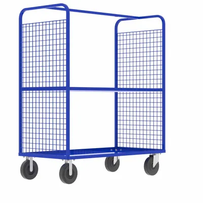VALLEY CRAFT Cage Cart: 2,000 lb, Overall Dim. 57 in L x 30 in W x 68 in H, Adj, 1 Shelves - Dual-Side-Access with Wire Shelves