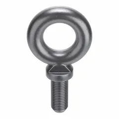 This steel, plain-finished machinery eye bolt with shoulder is used for lifting and rigging applications. The shoulder provides a stable load-bearing surface for vertical lifting. Thread length is 3 inches, shank length is 3 inches. Nut not included. Made in USA.