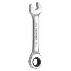 This metric 12-point ratcheting combination wrench features a 9 mm head size and a chrome finish. With an overall length of 3 1/2 inches, it is suited for general fastening tasks in automotive, mechanical, and industrial settings where access to confined spaces is required.