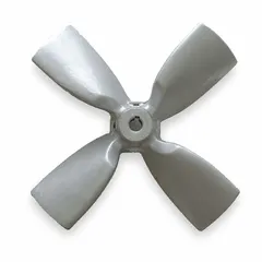 Aluminum fan propeller with 4 blades, 12-inch diameter, and 35° pitch. Designed for clockwise-facing discharge airflow in HVAC and refrigeration systems such as condenser fans, evaporator coils, and ventilation units.