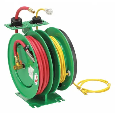 SPEEDAIRE Air & Electric Combination Spring-Return Hose Reel, 25 ft, 3/8 in I.D. - Air & Electric Combination Spring-Return Hose Reels