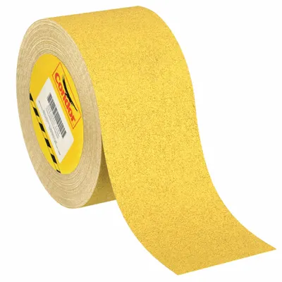 Condor Anti-Slip Tape: Very Coarse, 46 Grit Size, Solid, Yellow, 6 in x 60 ft - Heavy Traffic Antislip Tape