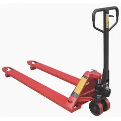 This Dayton pallet jack is a general purpose model with a 4,400 lb capacity. It features steel forks measuring 70 in length by 27 in width, with a 27 in overall width and 15 in width between forks. Suitable for lifting and moving palletized loads in warehouses and industrial facilities.