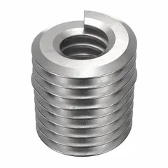Screw-locking tangless helical insert for repairing or reinforcing internal threads in metal components. Made from 18-8 stainless steel with a tensile strength of 200,000 to 250,000 psi. Requires a 3/32 drill bit and #2-56 STI tap. Supplied in a 1,000-piece pack.