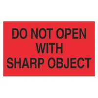 Do Not Open with Sharp Object Label: 500 PK (MPN DL2221)