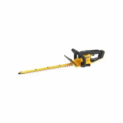 This battery-powered hedge trimmer operates on the DEWALT 20V MAX platform and is sold as tool only, requiring a battery and charger. It features a 22-inch blade length and a 3/4-inch cutting width, suitable for trimming and shaping hedges, shrubs, and bushes in residential and commercial landscaping.