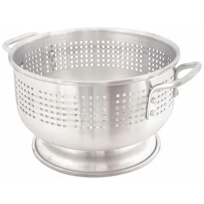 CRESTWARE Colander: 12 qt Capacity, 7 3/4 in Overall Ht, Aluminum - Colanders