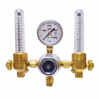 UNIWELD DEF14 Flowmeter Regulator for Argon, CGA 580 Inlet, 5/8"-18 F RH Outlet - Flowmeter Regulators