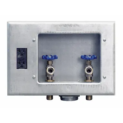 GUY GRAY Outlet Box: 1/2 in MIP/Sweat, 1/2 in MIP/Sweat, Center, 12.25 in Box Wd - Washing Machine Supply Valve Outlet Boxes