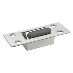 Zinc alloy door stop with overall height of 2 in, width of 1 in, and diameter of 1/8 in. Used to secure doors in open or closed positions during emergency situations such as fire or evacuation.