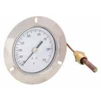 APPROVED VENDOR Analog Panel Mount Thermometer: 100°F to 350°F, ±1°F Scale Division, 3.5 in Dial Dia