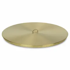 Brass sieve cover with 12-inch overall diameter and 3/8-inch overall depth. Designed to fit over test sieves, it protects the sample and prevents contamination during particle size analysis.