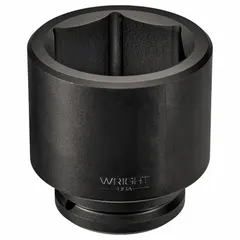 This 2-1/2" drive impact socket is designed for heavy-duty fastening with impact tools. It features a 145 mm metric hex size and a 6-point configuration for secure engagement on large fasteners. The black oxide finish provides corrosion resistance. Typical applications include industrial maintenance, construction, and oil and gas operations.