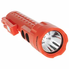This NIGHTSTICK flashlight provides 235 lumens with a maximum beam distance of 181 meters and a run time of 9.5 hours at maximum brightness. It features three light output modes and is powered by three included AA batteries. Suitable for general illumination tasks in industrial, security, and outdoor settings.