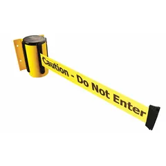 TENSABARRIER Retractable Belt Barrier: 7 1/2 ft Belt Lg, Caution Messaging, Yellow (MPN 896-STD-35-STD-NO-YAX-C). Key specifications — Message Color: Black; Frame Color: Yellow; Brand: TENSABARRIER; Belt Color: Yellow.