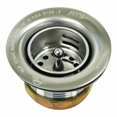ADVANCE TABCO Drain Assembly: Brass, Chrome, 2 in Overall Ht, 2 3/4 in Overall Dia - Sink Drains with Basket Strainer without Tailpiece