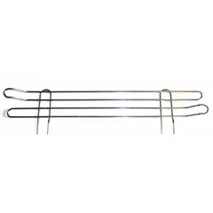 Steel ledge with chrome finish, 18 inches long, designed to attach to wire shelving systems. Provides a retaining edge to help prevent items from falling off shelves, suitable for organizing stored goods in commercial and industrial storage areas.