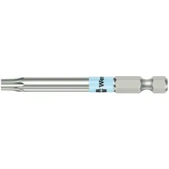 Power Torx bit with T15 size, Torx® head, and hex drive. Designed for use with power tools in industrial assembly, automotive repair, and precision manufacturing. Stainless steel construction provides corrosion resistance. Imperial, standard classification.