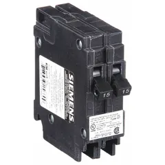 1-pole duplex miniature circuit breaker rated 20/20 A at 120V AC with 10kA interrupting capacity. Plug-in design for use in load centers. Provides overcurrent protection for branch circuits in residential and light commercial electrical panels.