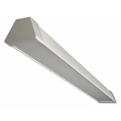 This 8 ft. linear LED bay light delivers 8000 lumens at 4000K with wide distribution for mounting heights of 8 to 18 feet. It operates on 120-277V AC and accommodates (2) Lamp LFL. Suitable for low-bay applications in industrial and commercial spaces.