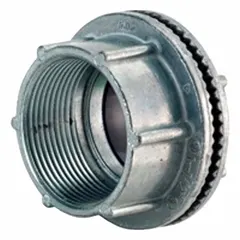 Grounding lug hub for terminating and grounding rigid metal conduit (RMC) and intermediate metal conduit (IMC). Insulated design with zinc construction. Thread size 1.5"-11 IMC. Trade size 1-1/2 in, overall length 1-9/16 in. Suitable for industrial and commercial grounding installations.