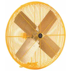 Single-phase 120V fan head with 30-inch diameter steel construction. Two selectable speeds for general air circulation and ventilation in industrial spaces such as workshops and warehouses.