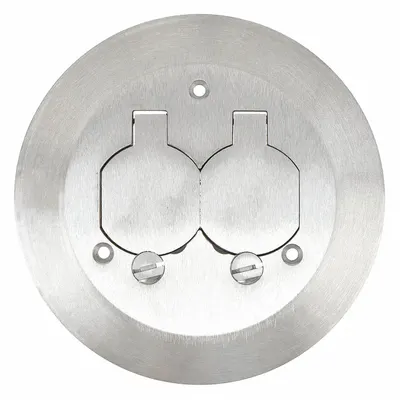 STEEL CITY P 60 CACP-AL Round Brushed Aluminum Floor Box Cover and Carpet Flange - Aluminum Electrical Floor Box Covers