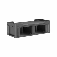 This polyethylene bed frame features end and side storage compartments for organized personal storage. Suitable for institutional settings, it measures 78 in length, 32 1/2 in width, and 24 in height.