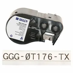 Polyolefin white matte sleeve label roll cartridge for wire gauges 4 AWG to 12 AWG. Compatible with BMP51 printer series. Used for on-demand wire and cable identification in industrial settings.