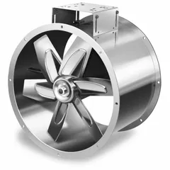 This belt-drive fan is designed for horizontal mounting and intended for moving corrosive vapors in industrial exhaust and ventilation systems. It features a 30-inch blade and has a maximum noise level of 62 sones at 5 feet. The fan does not include a drive package.