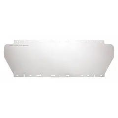 This clear acetate replacement visor provides chemical splash protection for face shield frames. It measures 19-1/2 inches wide, 6-1/2 inches tall, and 0.04 inches thick. Suitable for industrial environments requiring optical clarity and resistance to chemical exposure.