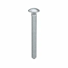 Square neck carriage bolt with #10-24 thread size, 2 in length, made from Grade 2 steel with zinc-plated finish. The square neck prevents rotation during tightening, suitable for fastening metal to wood or metal to metal in light-duty industrial applications. Supplied in a 100-piece pack.