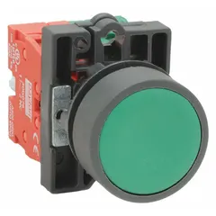 This flush-mount push button from Dayton features a non-metallic actuator and a 22 mm profile for panel mounting. It provides momentary switching action with one normally open and one normally closed contact. Pressure plate terminals simplify wiring. Typical applications include control panels and machinery where a low-profile operator is required.