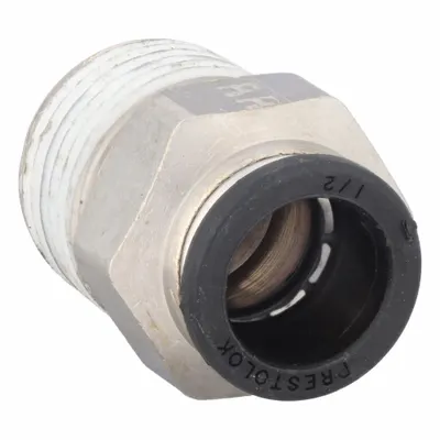 PARKER W68PLP-8-8 Nickel-Plated Brass Push-to-Connect x MNPTF Tube Fitting - Nickel-Plated Brass Tube Fittings