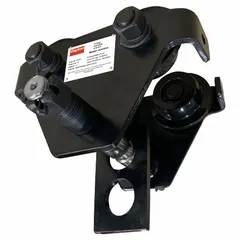 This push trolley is designed for mounting a hoist on a flat beam, enabling manual movement of loads along the beam. It accommodates beam flange widths from 3 to 8 inches and has a maximum hoist load capacity of 2000 lb. The trolley frame is constructed of cast iron.