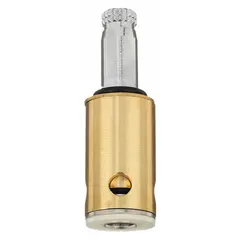 This brass compression stem is designed for hot water use in Kohler Brass Plunger Series faucets. It serves as a replacement cartridge to control hot water flow in compression faucets, commonly found in residential and commercial plumbing systems. Includes one hot stem.