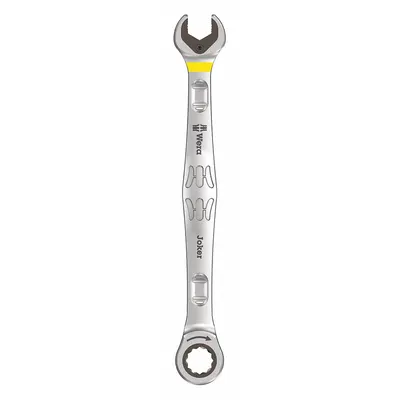 WERA Combination Wrench: Alloy Steel, Nickel Chrome, 10 mm Head Size, 6 1/4 in Overall Lg - Metric Spline Ratcheting Combination Wrenches