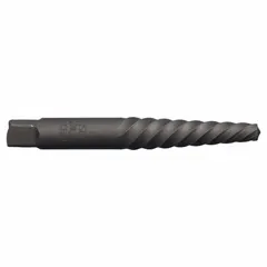 This spiral-flute extractor is designed for removing broken screws and bolts. Size #8 with a capacity of 1-3/8 in to 1-3/4 in (M35 to M44). The spiral flute geometry grips the broken fastener securely for extraction. Suitable for use in maintenance and repair tasks within the specified size range.