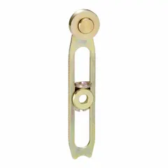 Rotary lever roller actuator with adjustable arm length up to 3.34 inches. Front roller position. Compatible with XCKJ series limit switches. Used for position detection of moving parts in industrial machinery.