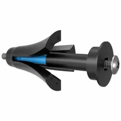 This high-load winged anchor is designed for fastening into plaster walls. It features a #10-32 thread size, 3 1/2 in overall length, and is made of black ABS machine-grade plastic with a plain finish. Each pack includes two anchors with screws. Suitable for mounting fixtures, shelves, or brackets where standard anchors may not provide sufficient holding power.