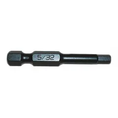 Set of five hex impact bits with standard hex head and imperial sizing. Each bit measures 2 inches in overall length and is impact rated for use with impact drivers. Suitable for driving fasteners in construction, automotive, and industrial assembly tasks.
