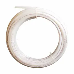 PEX Type A tubing for general plumbing applications, including hot and cold water supply lines and radiant heating systems. Supplied in a 1 in diameter, white coil with a 100 ft overall length and an R Value of 9.
