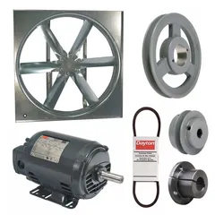 Unassembled belt-drive panel supply fan with a 30-inch blade, rated at 11,061 cfm and 1 hp. Features an open dripproof motor enclosure and operates on 208-230/460V AC, three-phase power. Suitable for general ventilation and air supply in industrial and commercial facilities.