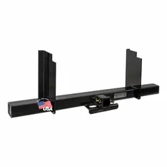 This Class V hitch receiver is constructed from carbon steel with a powder-coated finish. It has a gross trailer weight capacity of 20,000 lb and a tongue weight capacity of 20,000 lb. Designed for universal fit on any vehicle, installation requires drilling at the back of the vehicle. Suitable for heavy-duty towing of large trailers, boats, or equipment.