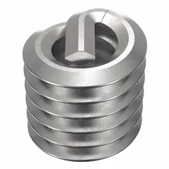 Free-running helical insert with tanged tang for #4-40 coarse threads. Made of 18-8 stainless steel with tensile strength 200,000–250,000 psi. Used to repair or reinforce threads in metal components, restoring stripped threads without replacing the parent part. Supplied in a 12-piece pack.
